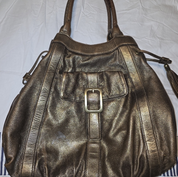 Cole Haan Metallic Bronze Leather Shoulder Bag - Picture 3 of 16